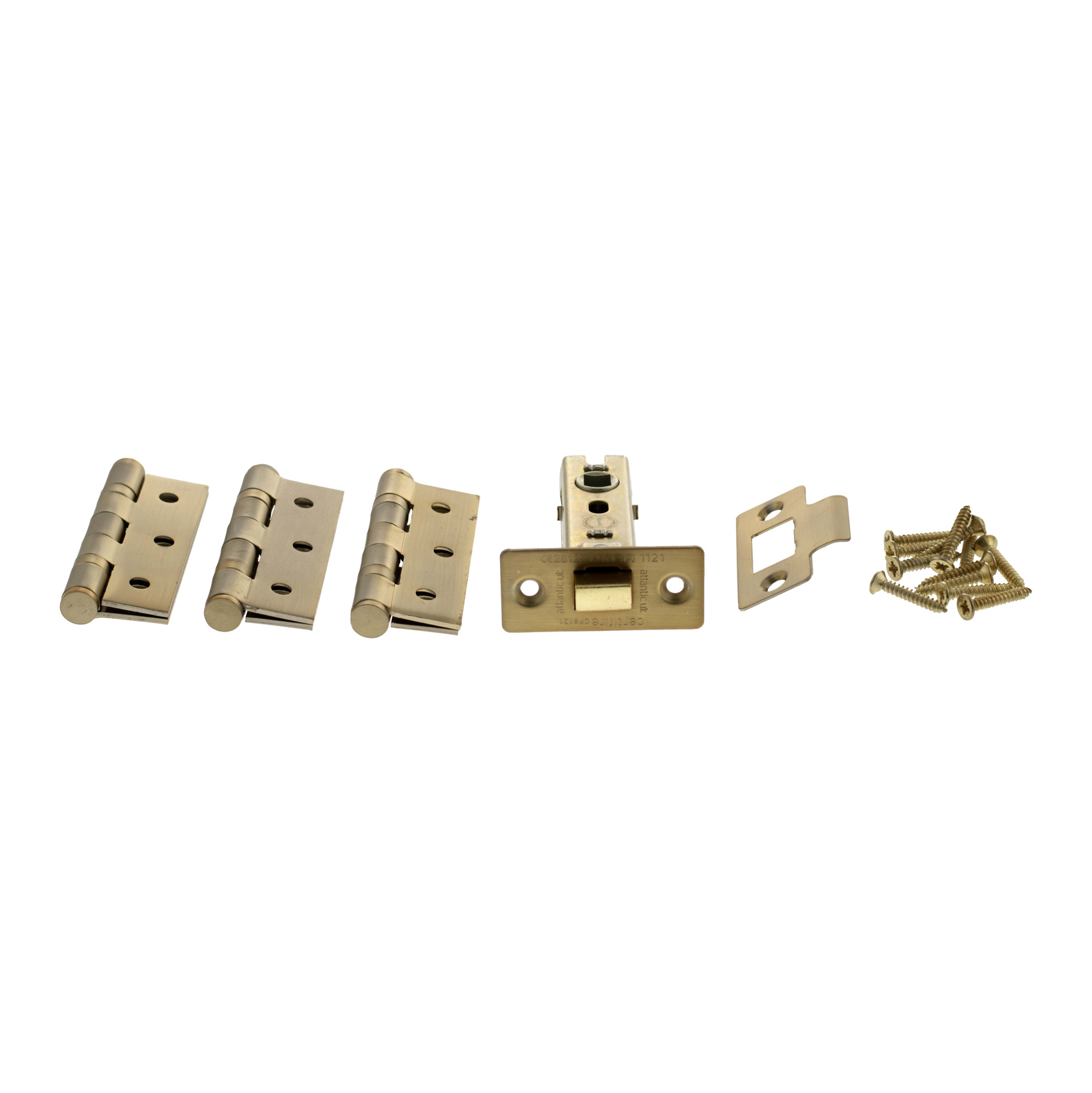ALP332SB Atlantic Latch Pack [CE] 3" (Latch x1) + 3"x2" (Hinge x3) - Satin Brass
