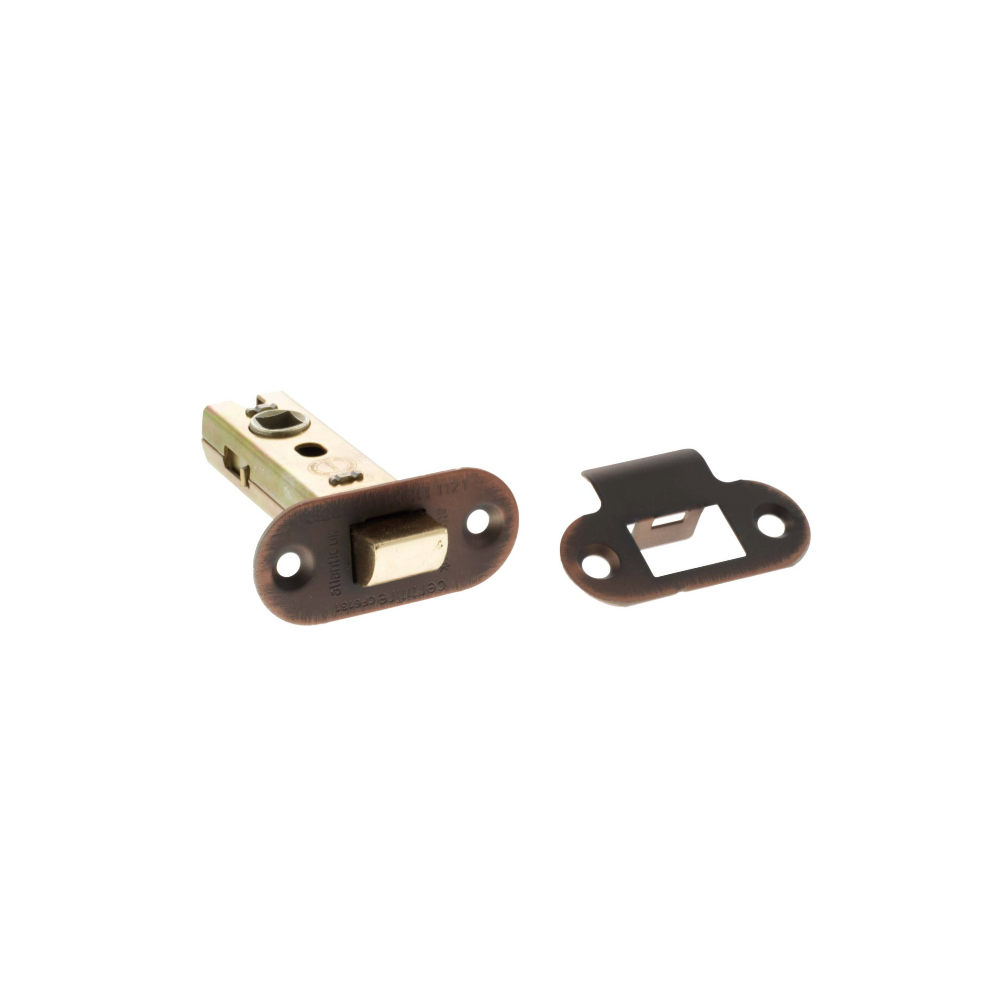 ALRCE3AC Atlantic Fire-Rated CE Marked Bolt Through Tubular Radius Latch 3" - Antique Copper