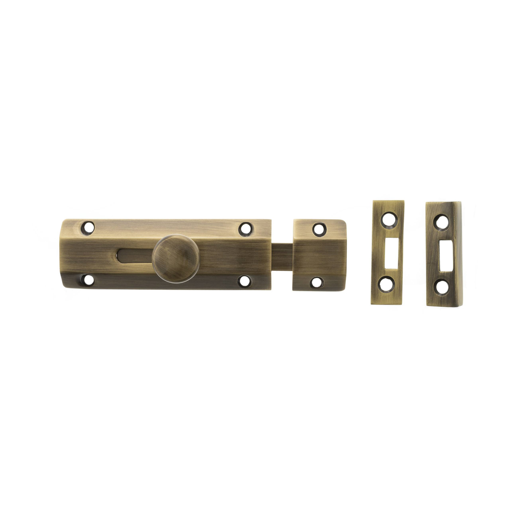 ASB4AB Atlantic Solid Brass Surface Door Bolt 4" - Antique Brass