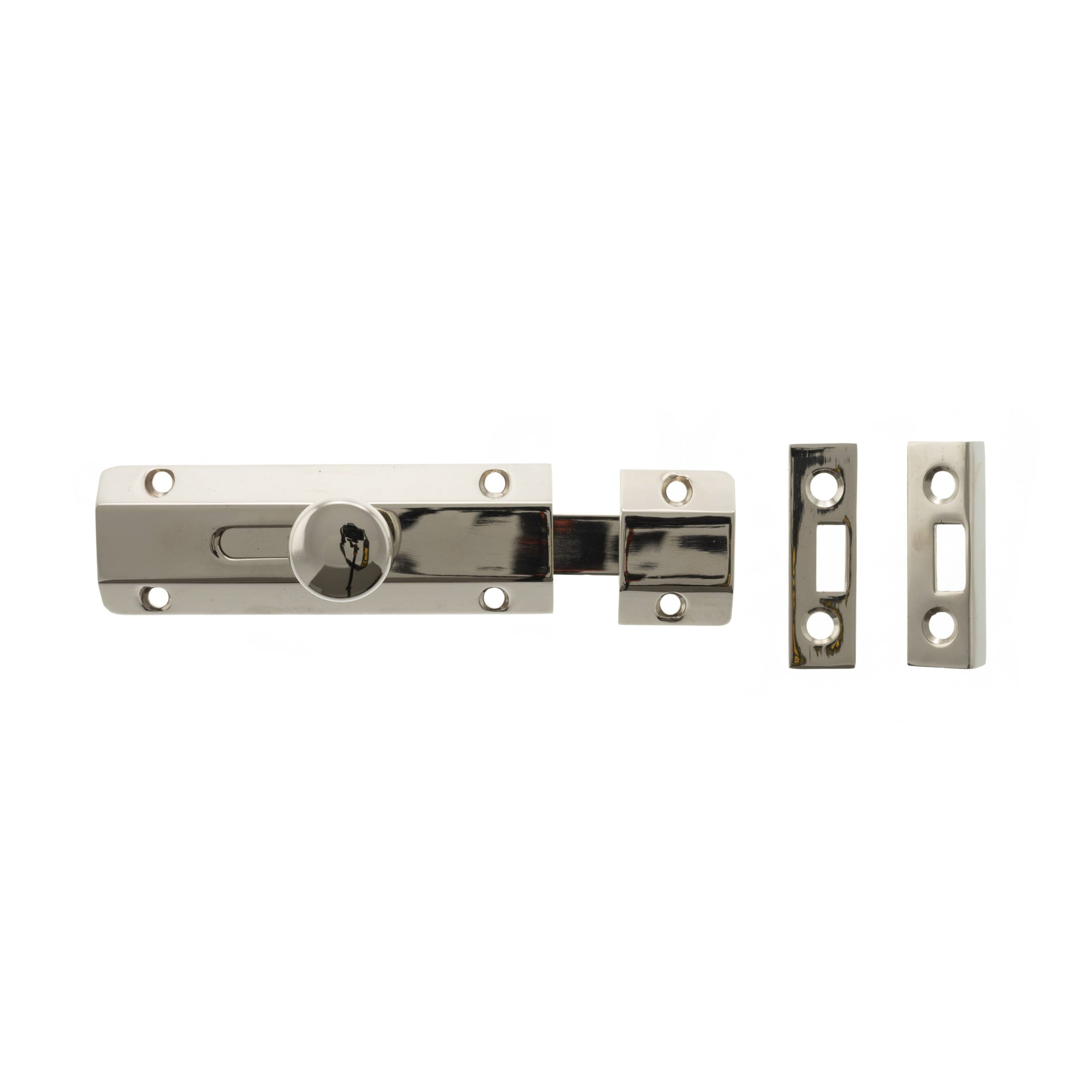 ASB4PN Atlantic Solid Brass Surface Door Bolt 4" - Polished Nickel