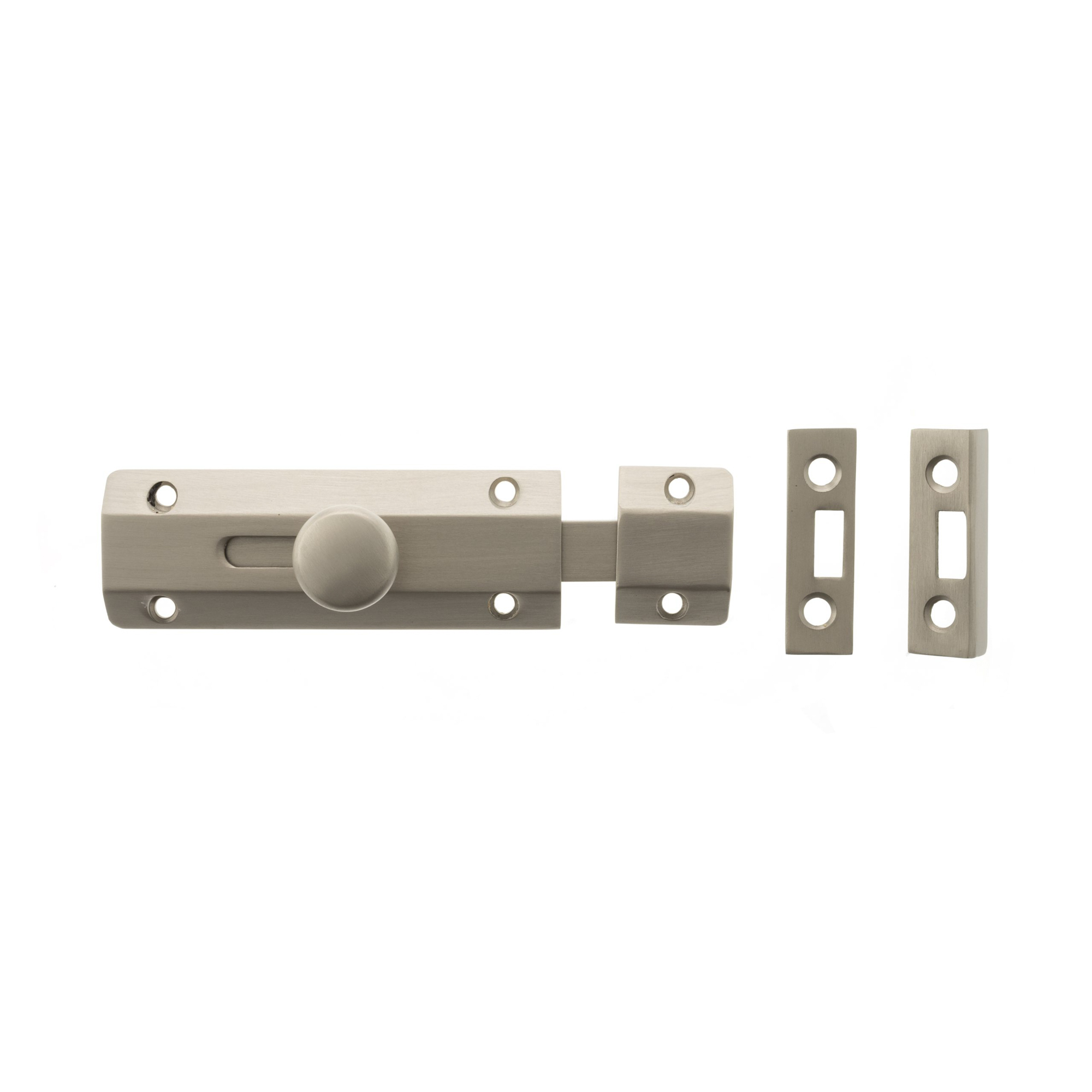 ASB4SN Atlantic Solid Brass Surface Door Bolt 4" - Satin Nickel