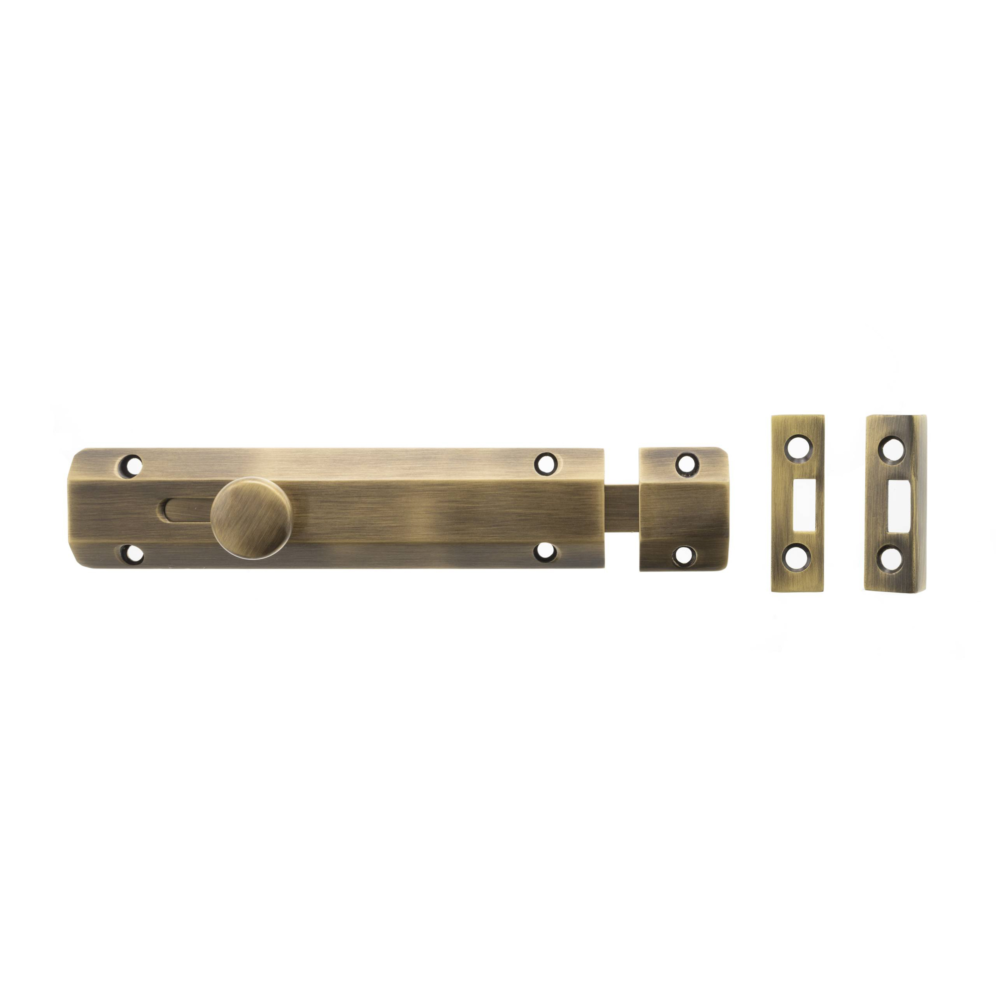 ASB6AB Atlantic Solid Brass Surface Door Bolt 6" - Antique Brass