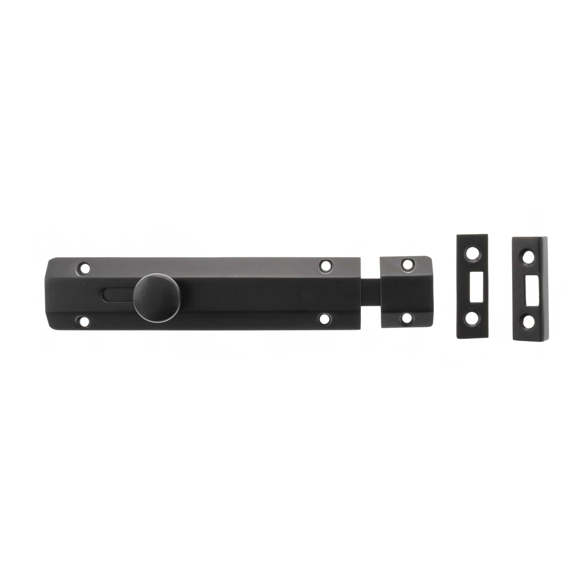 ASB6MB Atlantic Solid Brass Surface Door Bolt 6" - Matt Black