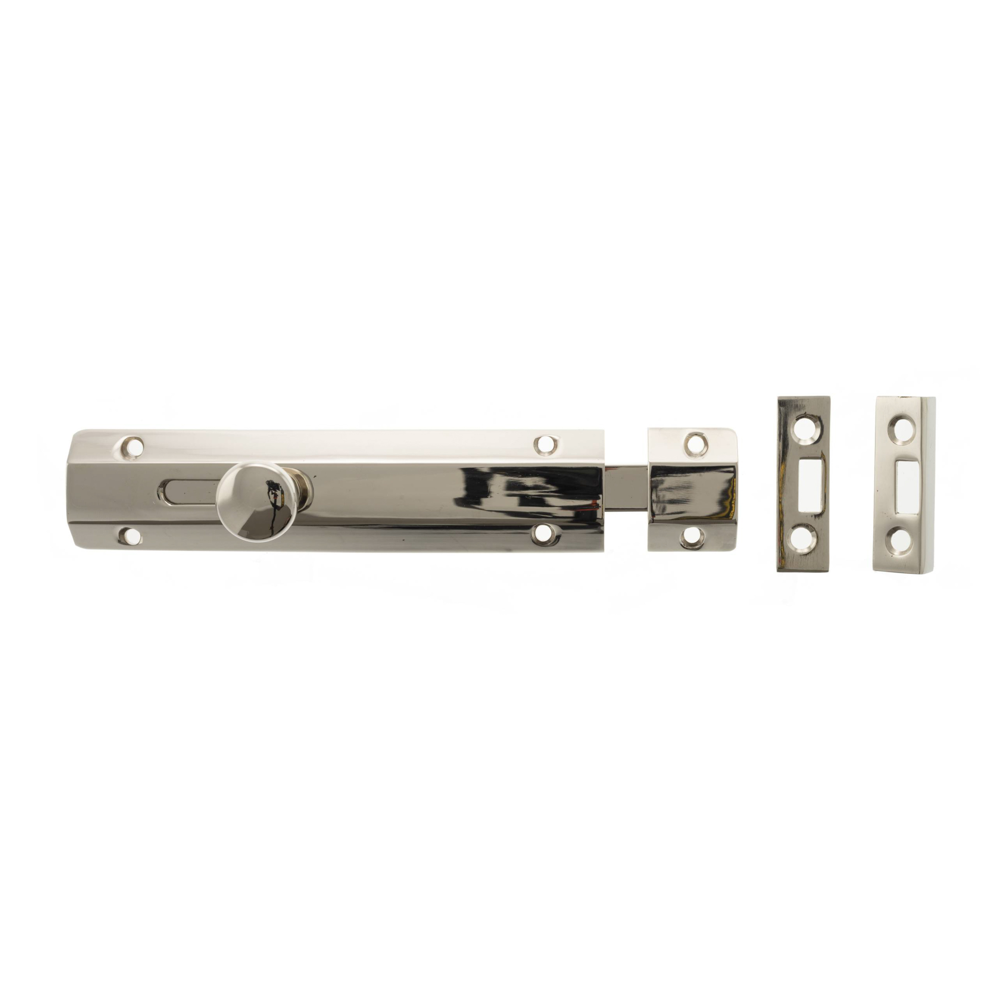 ASB6PN Atlantic Solid Brass Surface Door Bolt 6" - Polished Nickel