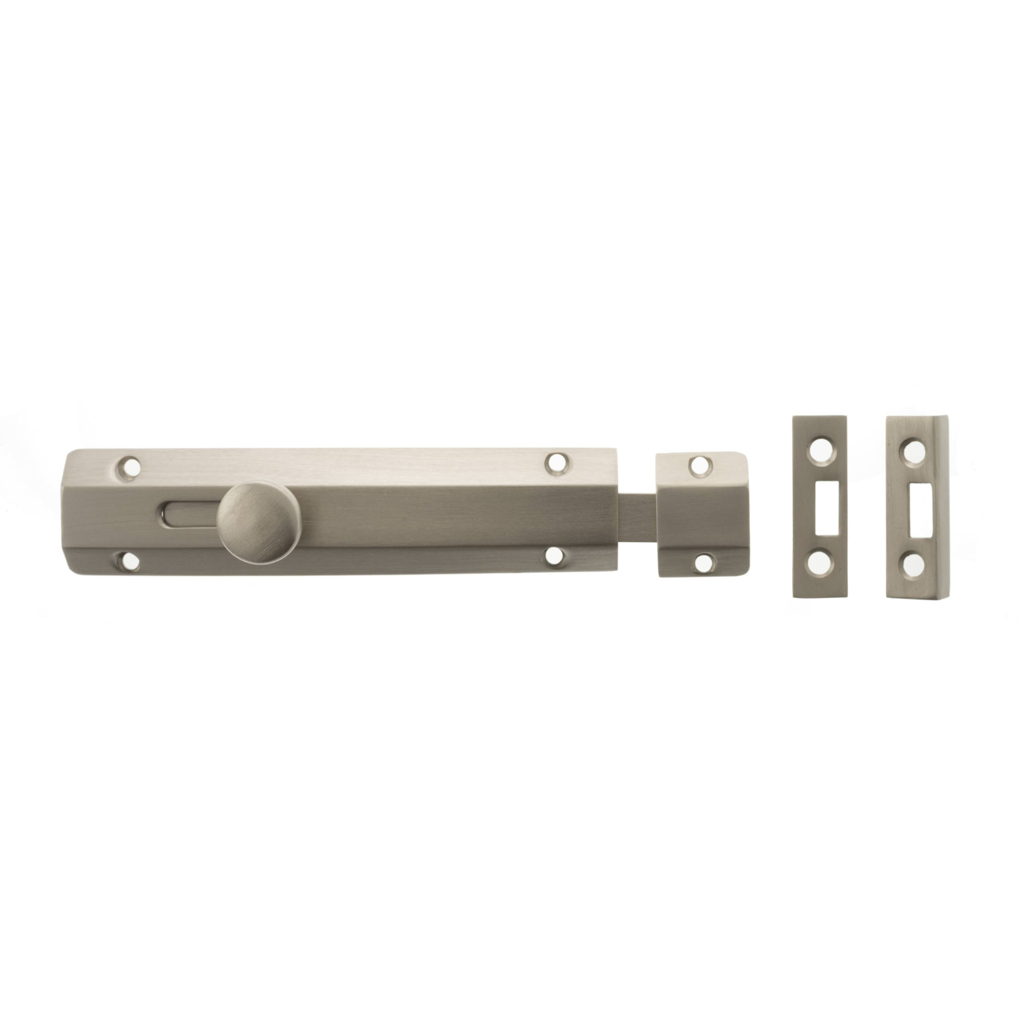 ASB6SN Atlantic Solid Brass Surface Door Bolt 6" - Satin Nickel