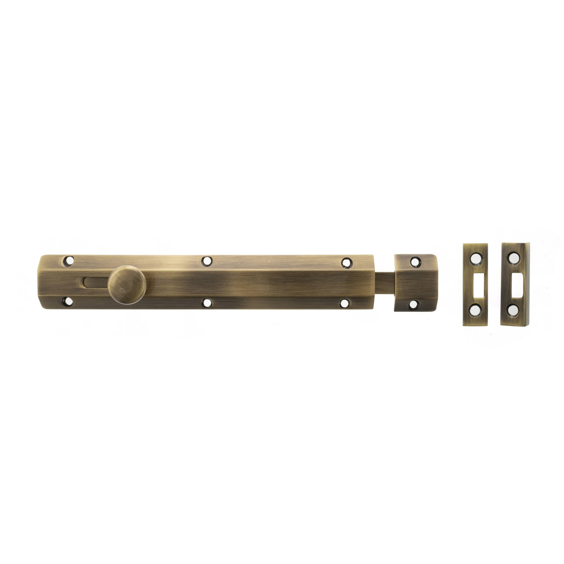 ASB8AB Atlantic Solid Brass Surface Door Bolt 8" - Antique Brass