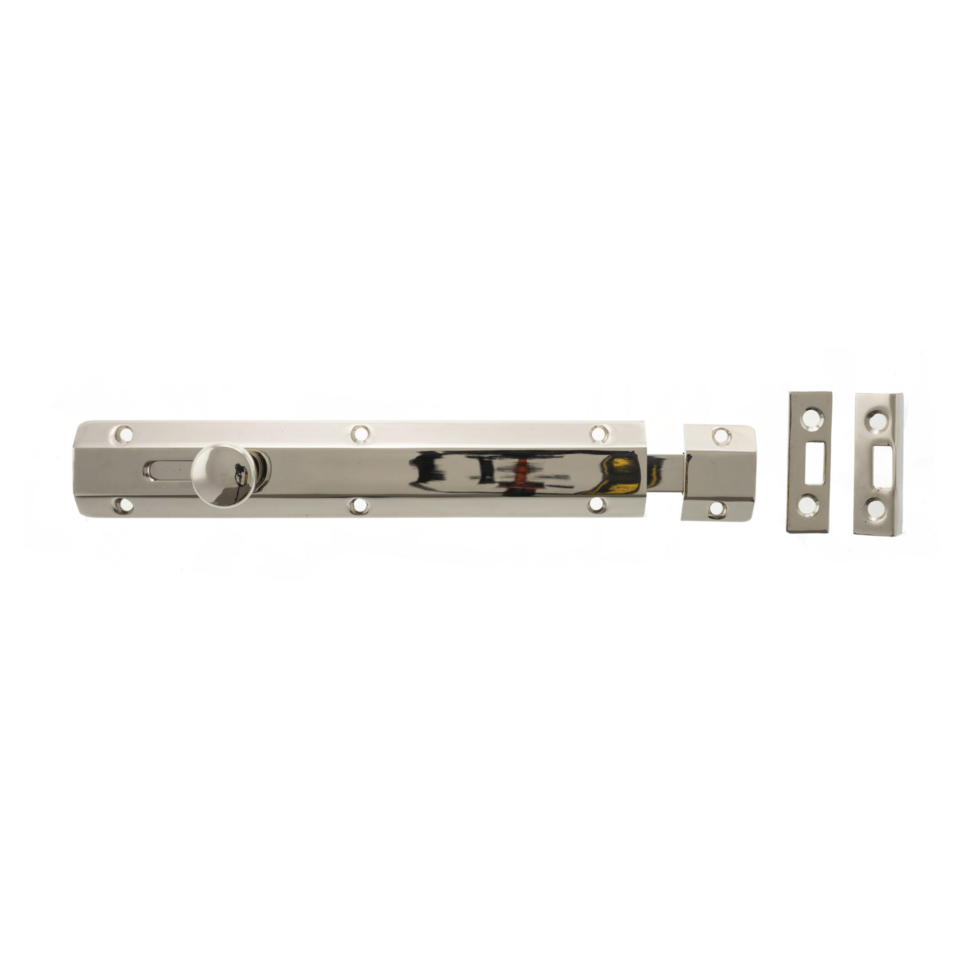 ASB8PN Atlantic Solid Brass Surface Door Bolt 8" - Polished Nickel