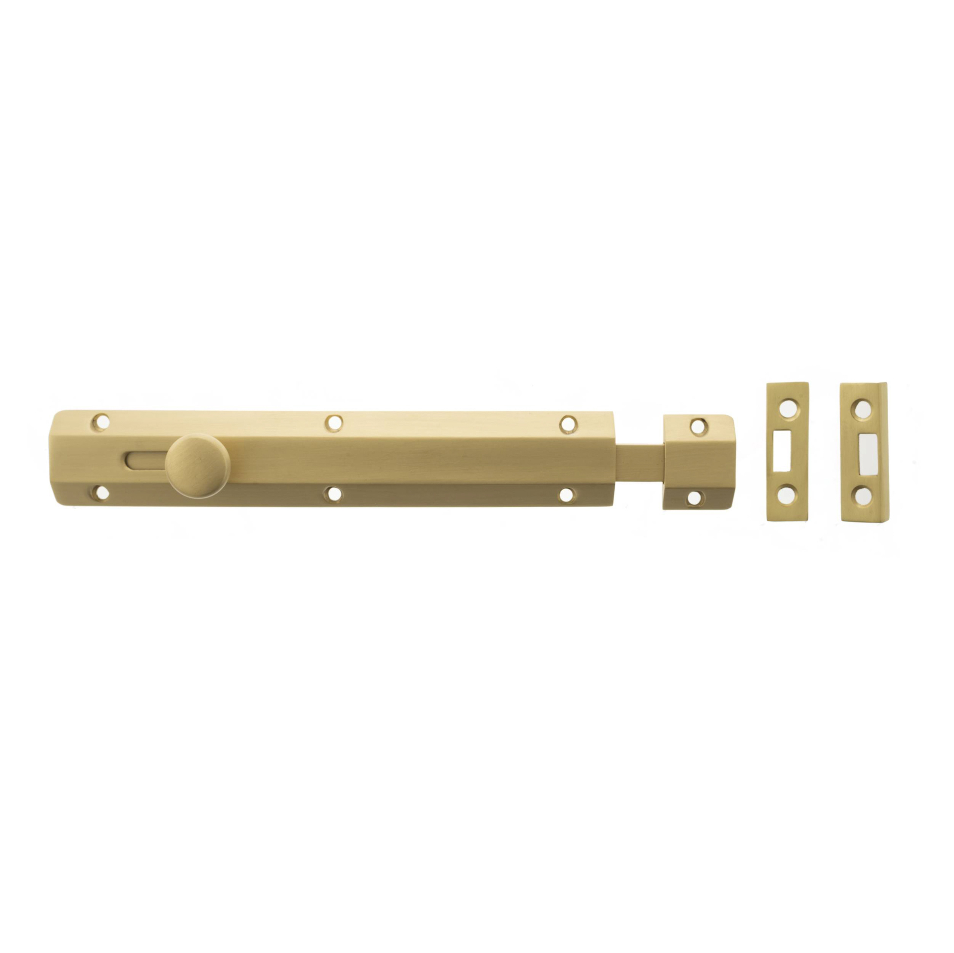ASB8SB Atlantic Solid Brass Surface Door Bolt 8" - Satin Brass