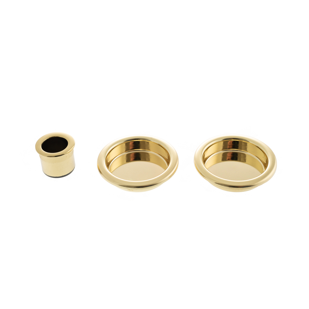 B019201003 AGB Sliding Door Flush Pull Round - Polished Brass