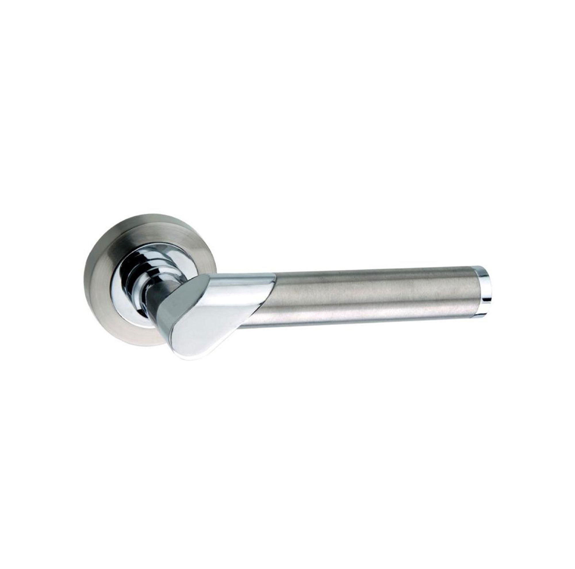 M125SNCP Mediterranean Tunis Lever Door Handle on Round Rose - Satin Nickel/Polished Chrome