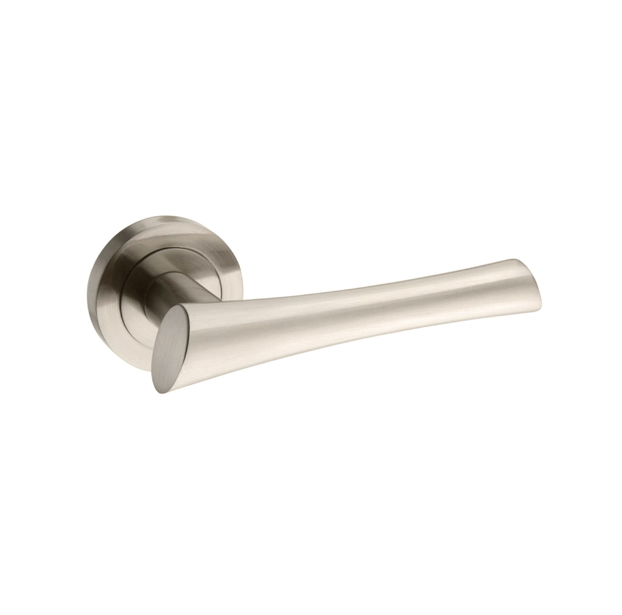 M60SN Mediterranean Corsica Lever Door Handle on Round Rose - Satin Nickel