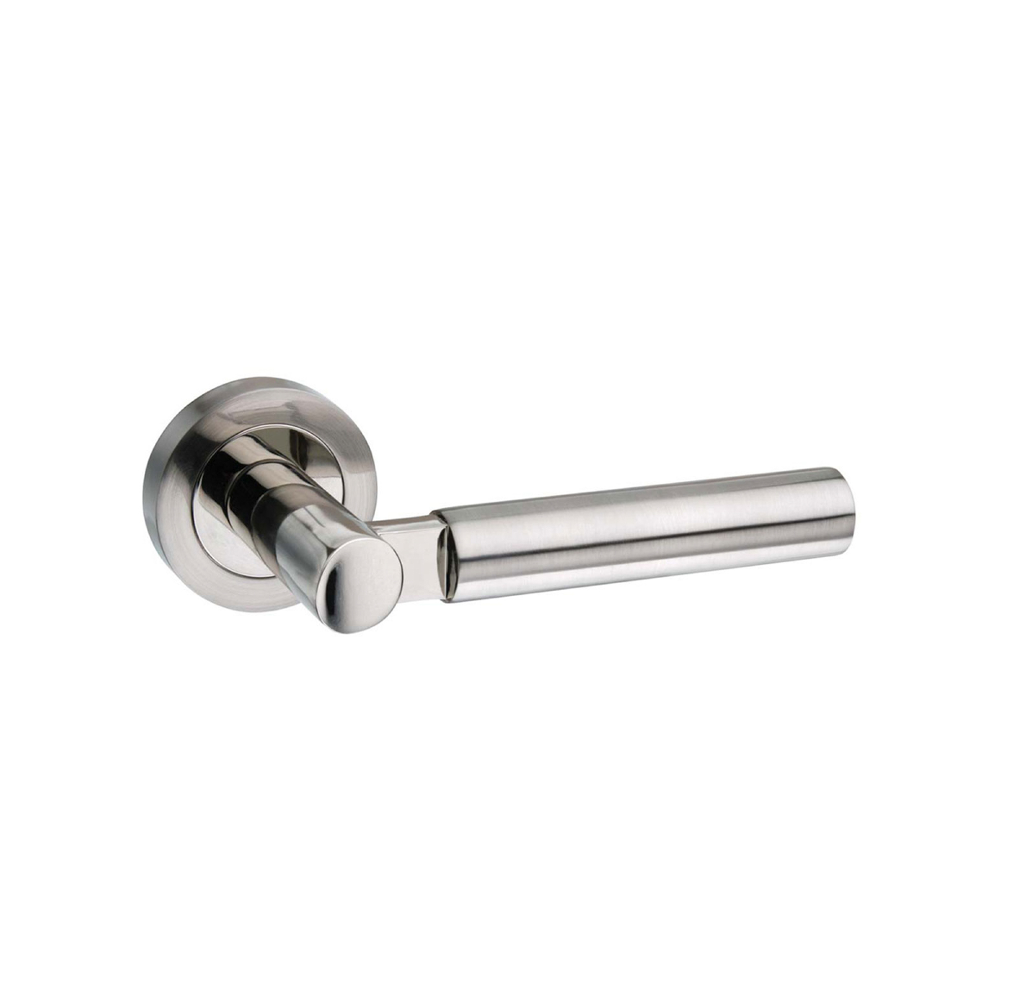 M63SNNP Mediterranean Palermo Lever Door Handle on Round Rose - Satin Nickel/Polished Nickel