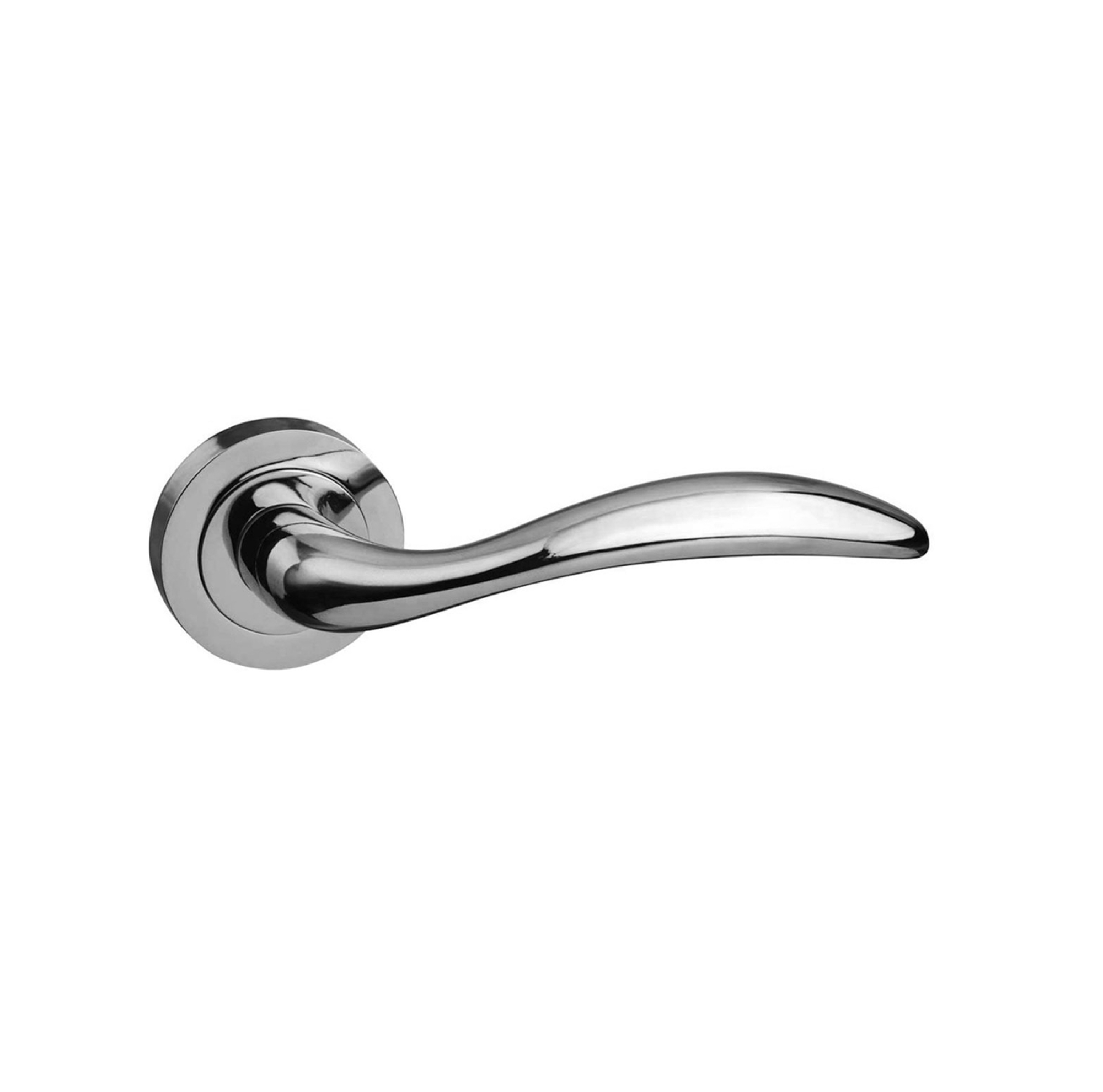 M77CP Mediterranean Ancon Lever Door Handle on Round Rose - Polished Chrome