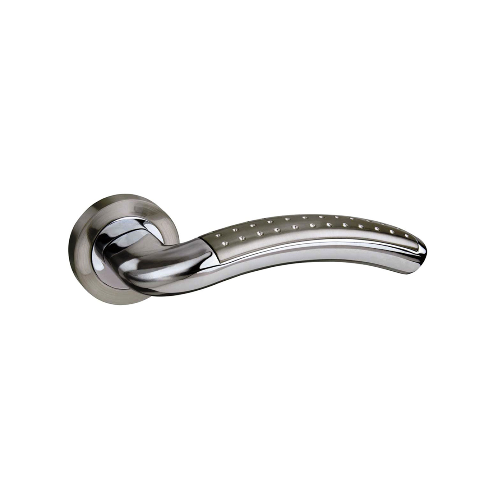 M78SNCP Mediterranean Monaco Lever Door Handle on Round Rose - Satin Nickel/Polished Chrome
