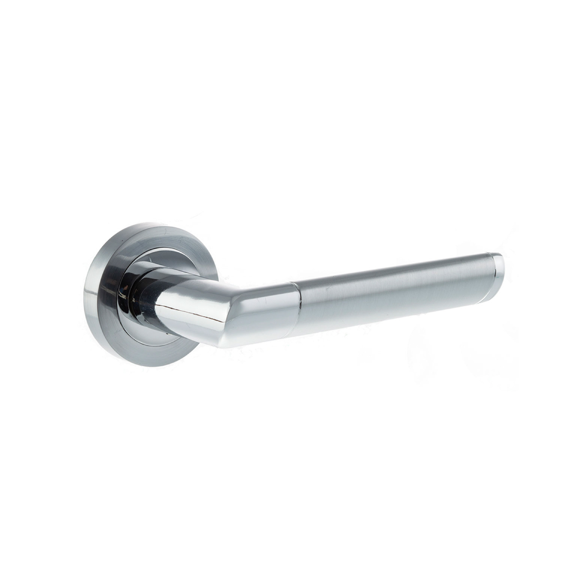 M90SCPC Mediterranean Santorini Lever Door Handle on Round Rose - Satin Chrome/Polished Chrome