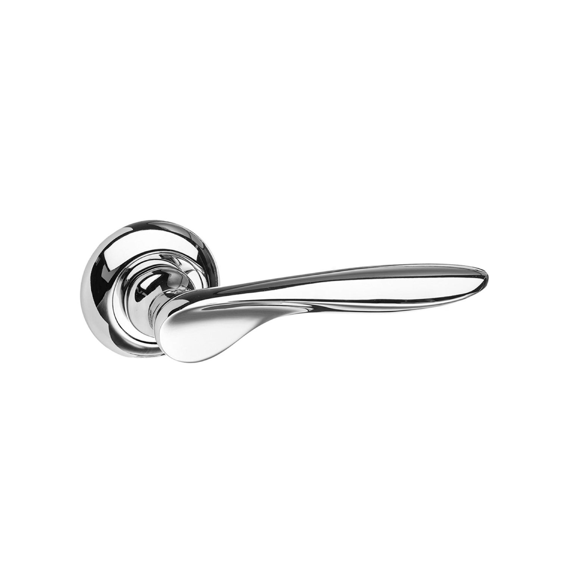 MC25CP Mediterranean Malta Lever Door Handle on Round "C" Rose - Polished Chrome