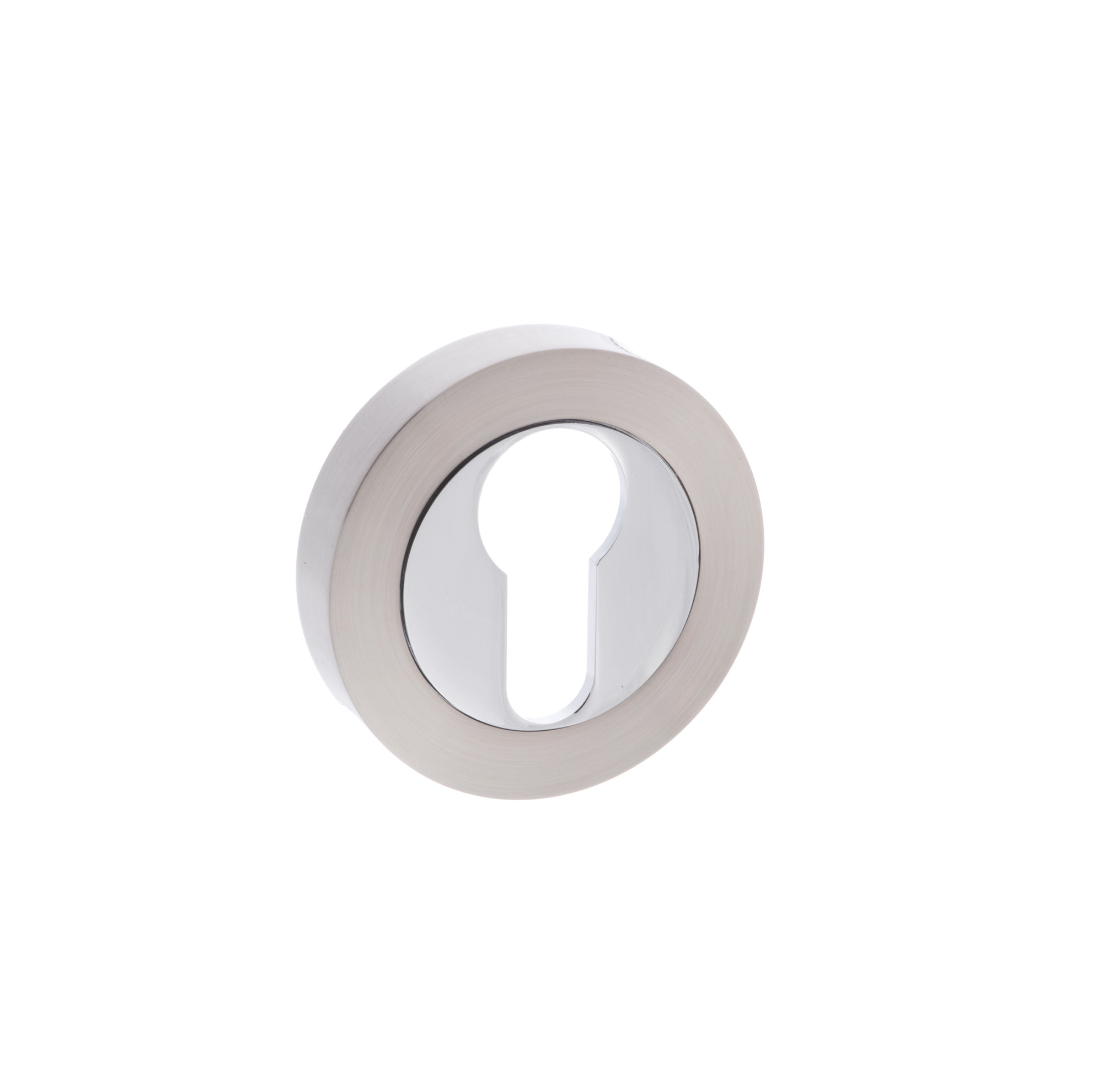 MESCESNCP Mediterranean Euro Escutcheons on Round Rose - Satin Nickel/Polished Chrome