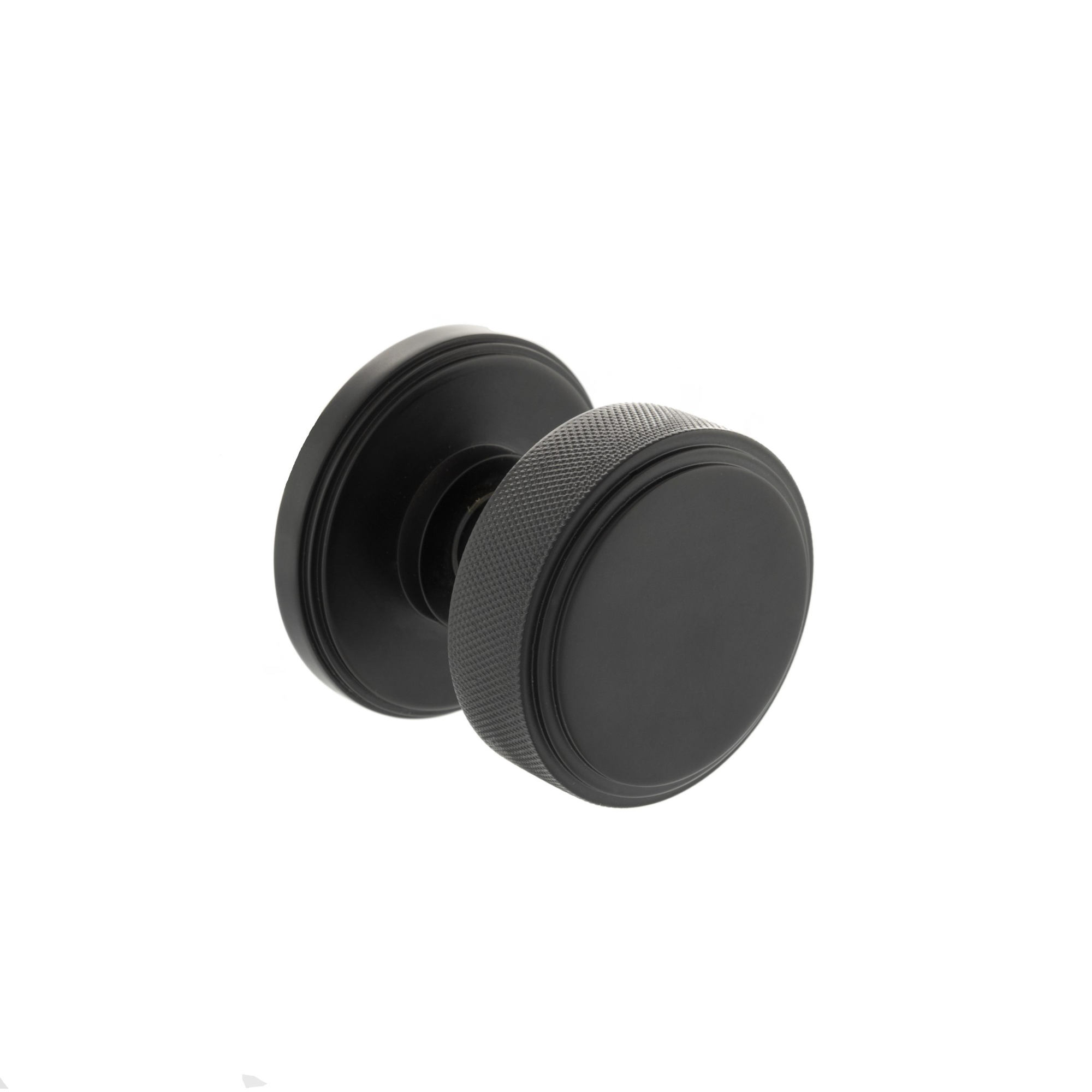 MH450KSMKMBSOLID Millhouse Brass Harrison Solid Brass Knurled Mortice Knob on Concealed Fix Rose - Matt Black