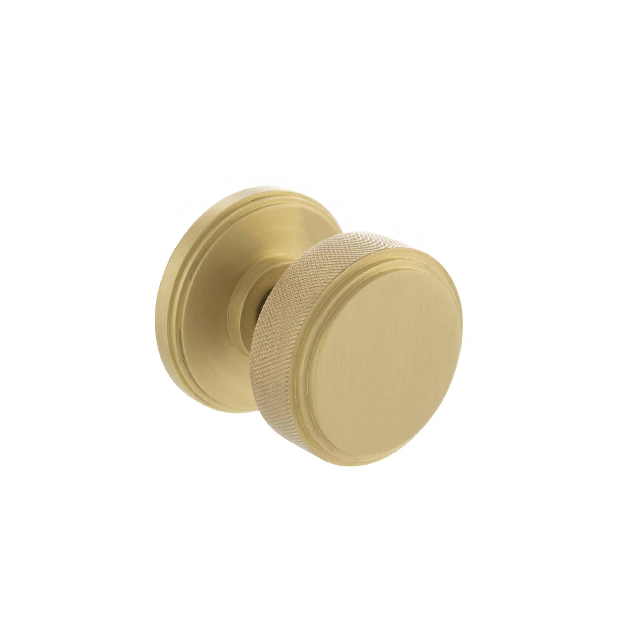 MH450KSMKSBSOLID Millhouse Brass Harrison Solid Brass Knurled Mortice Knob on Concealed Fix Rose - Satin Brass