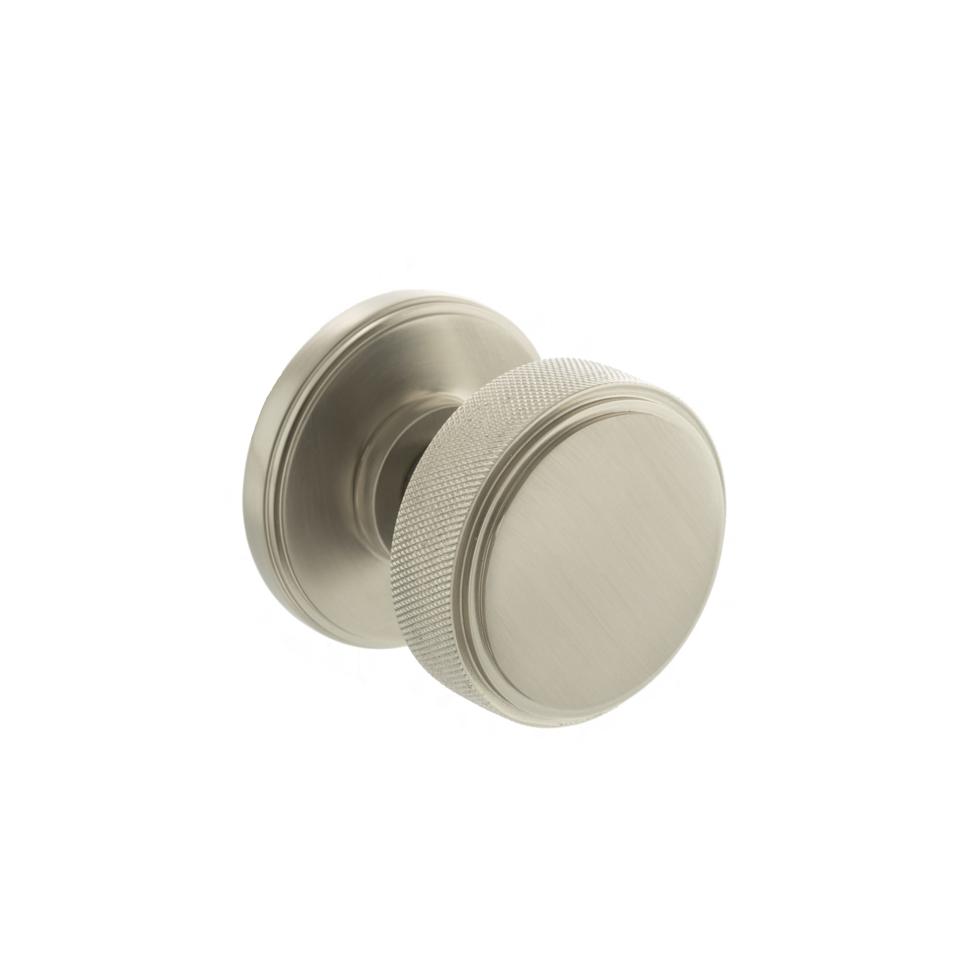 MH450KSMKSNSOLID Millhouse Brass Harrison Solid Brass Knurled Mortice Knob on Concealed Fix Rose - Satin Nickel