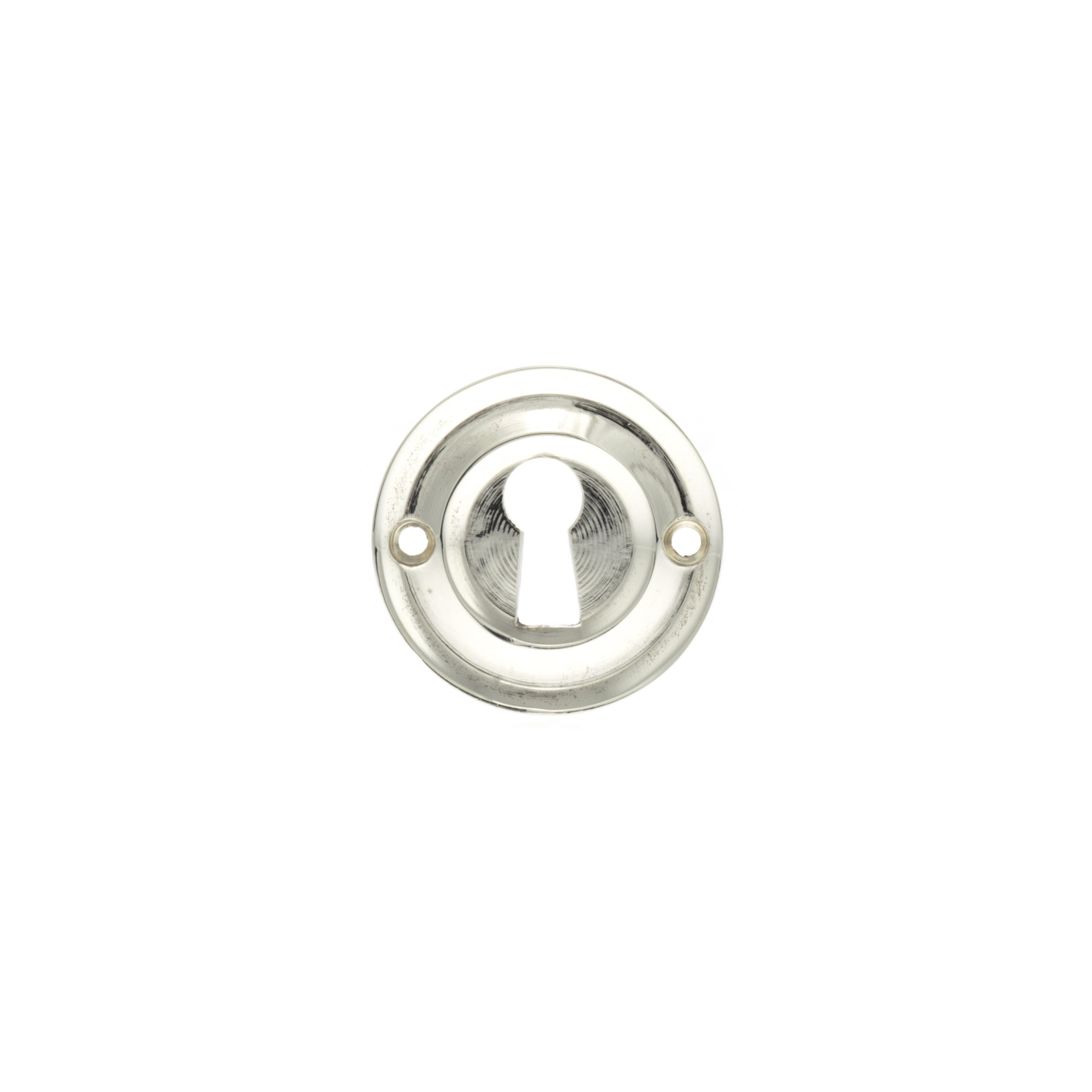 OERKEPN Old English Solid Brass Open Key Hole Escutcheons - Polished Nickel