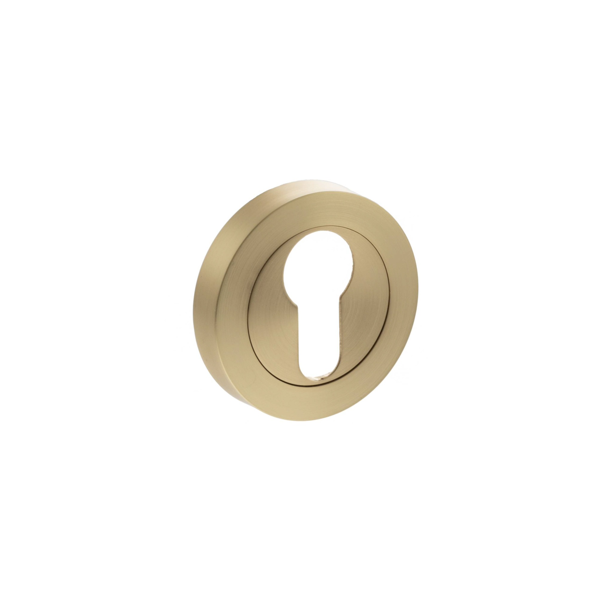 S2ESCERSB STATUS Euro Escutcheons on Round Rose - Satin Brass