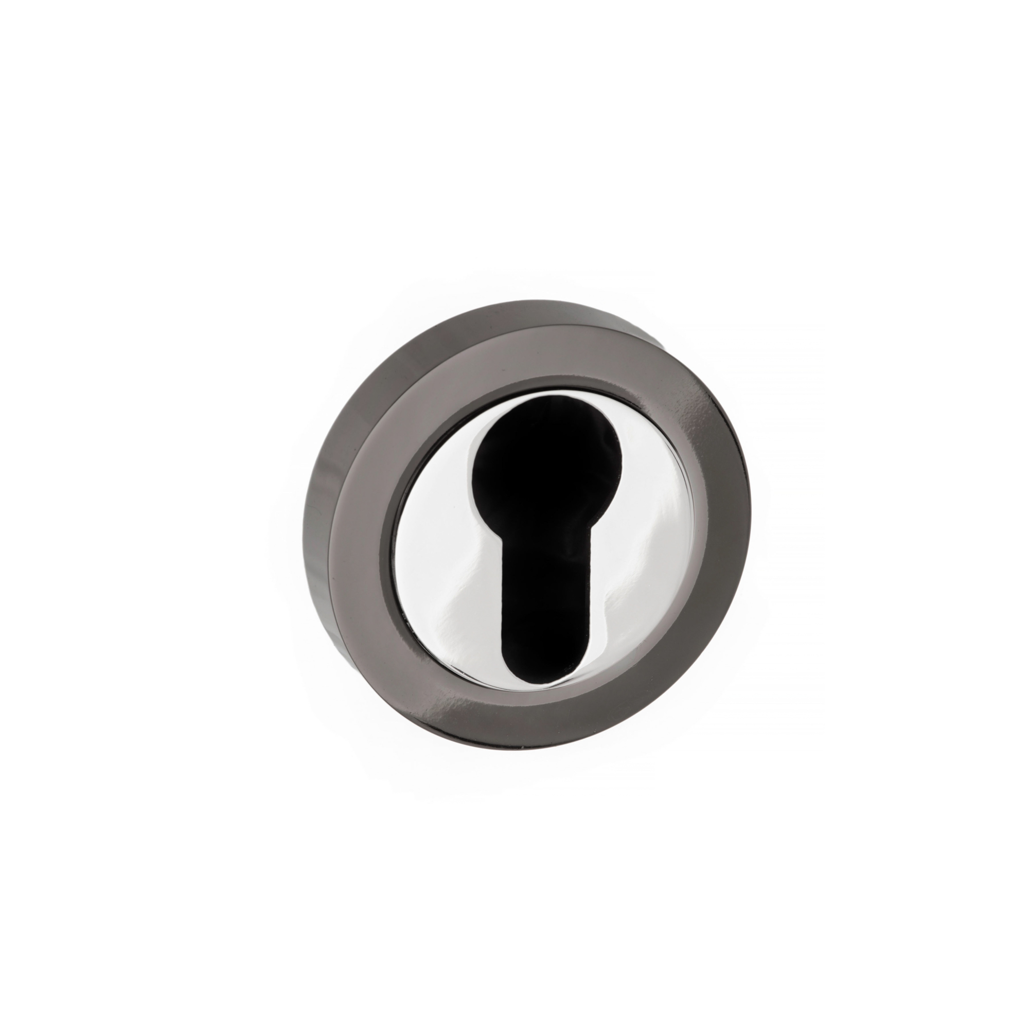 S3ESCERBNPC STATUS Euro Escutcheons on Round Rose - Black Nickel/Polished Chrome