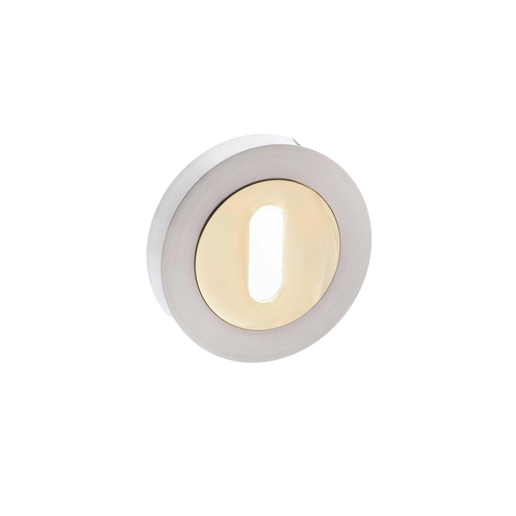 S3ESCKRSNBP STATUS Key Escutcheons on Round Rose - Satin Nickel/Polished Brass