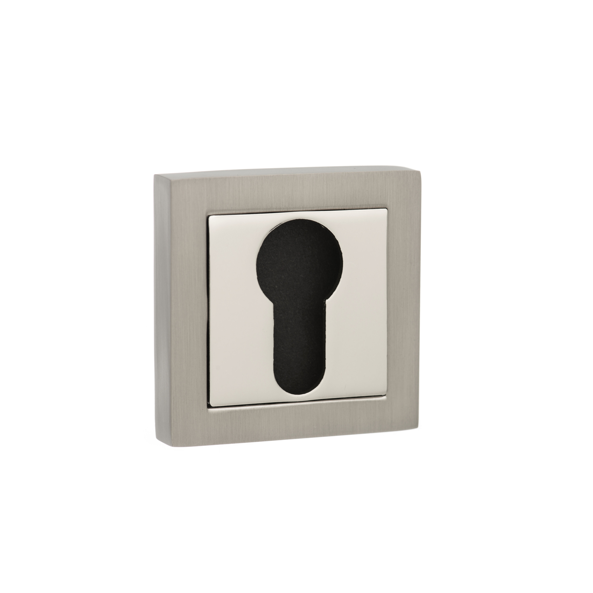 SPCESCESNNP Senza Pari Euro Escutcheons on Square Rose - Satin Nickel/Polished Nickel