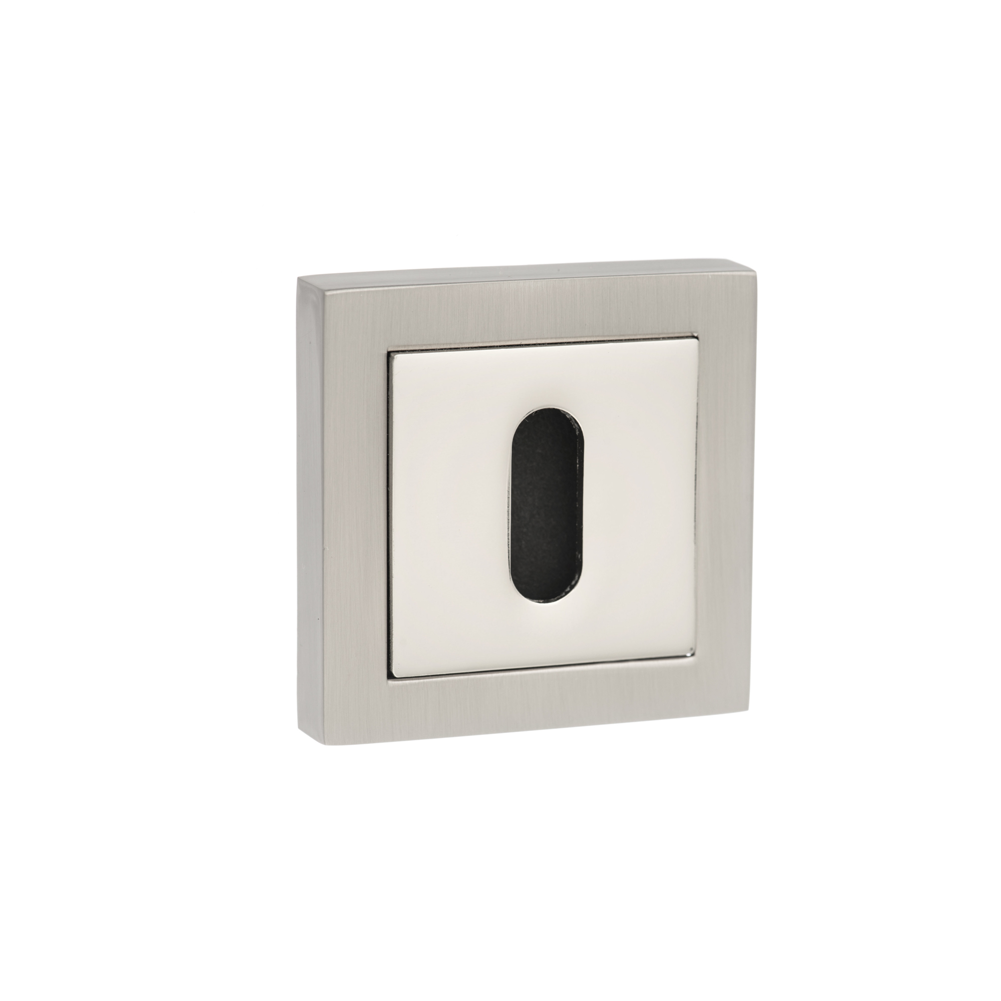 SPCESCKSNNP Senza Pari Key Escutcheons on Square Rose - Satin Nickel/Polished Nickel