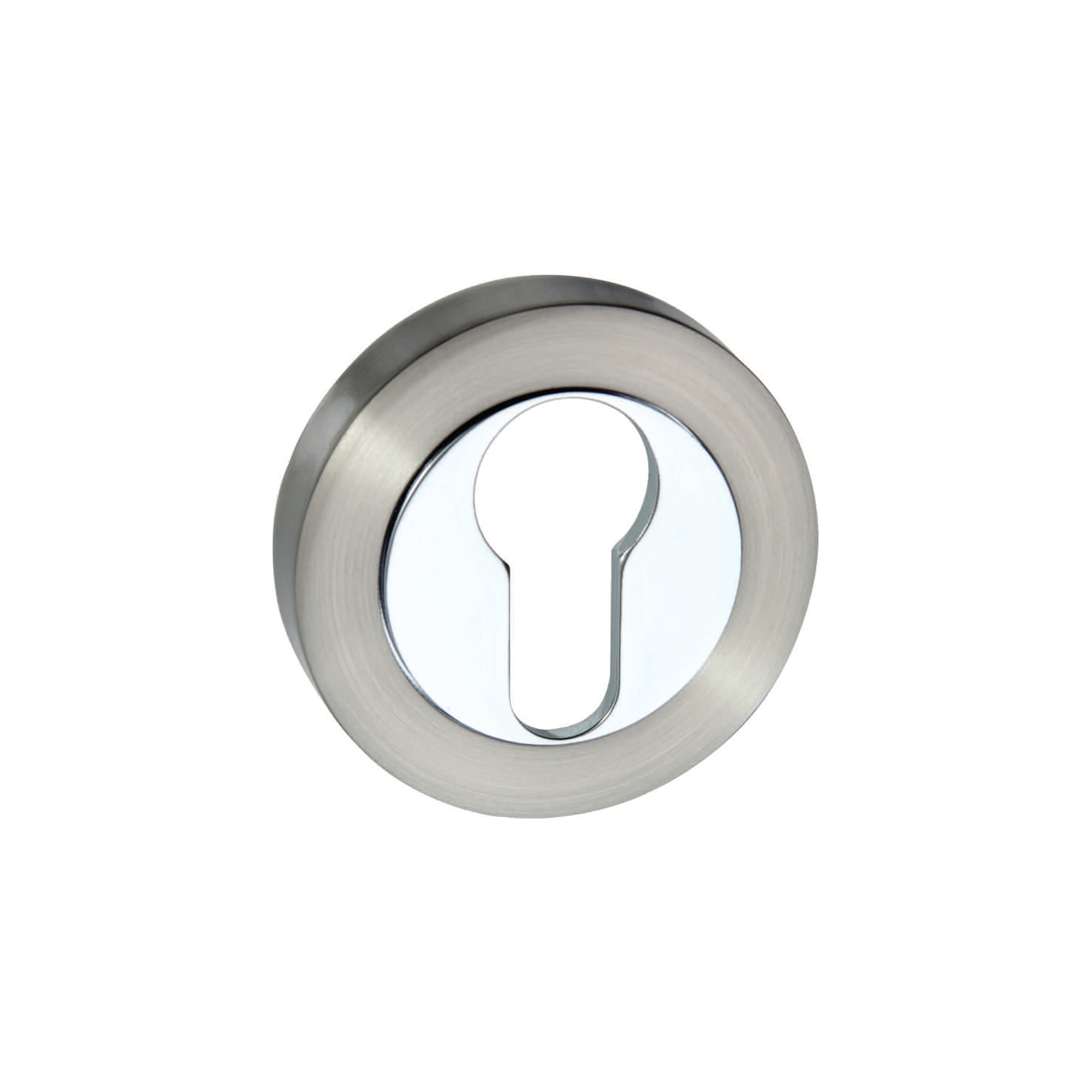 SPMESCESNCP Senza Pari Euro Escutcheons on Round Rose - Satin Nickel/Polished Chrome