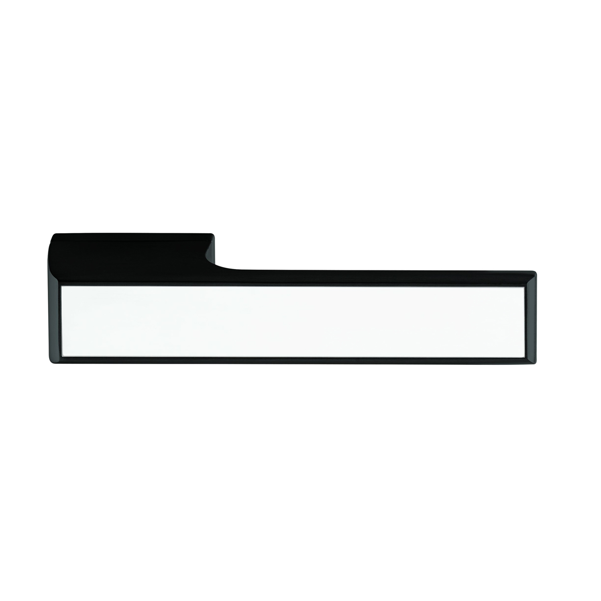 T3089LWHMB Tupai Rapido VersaLine Tobar Lever Door Handle on Long Rose - White Decorative Plate - Matt Black