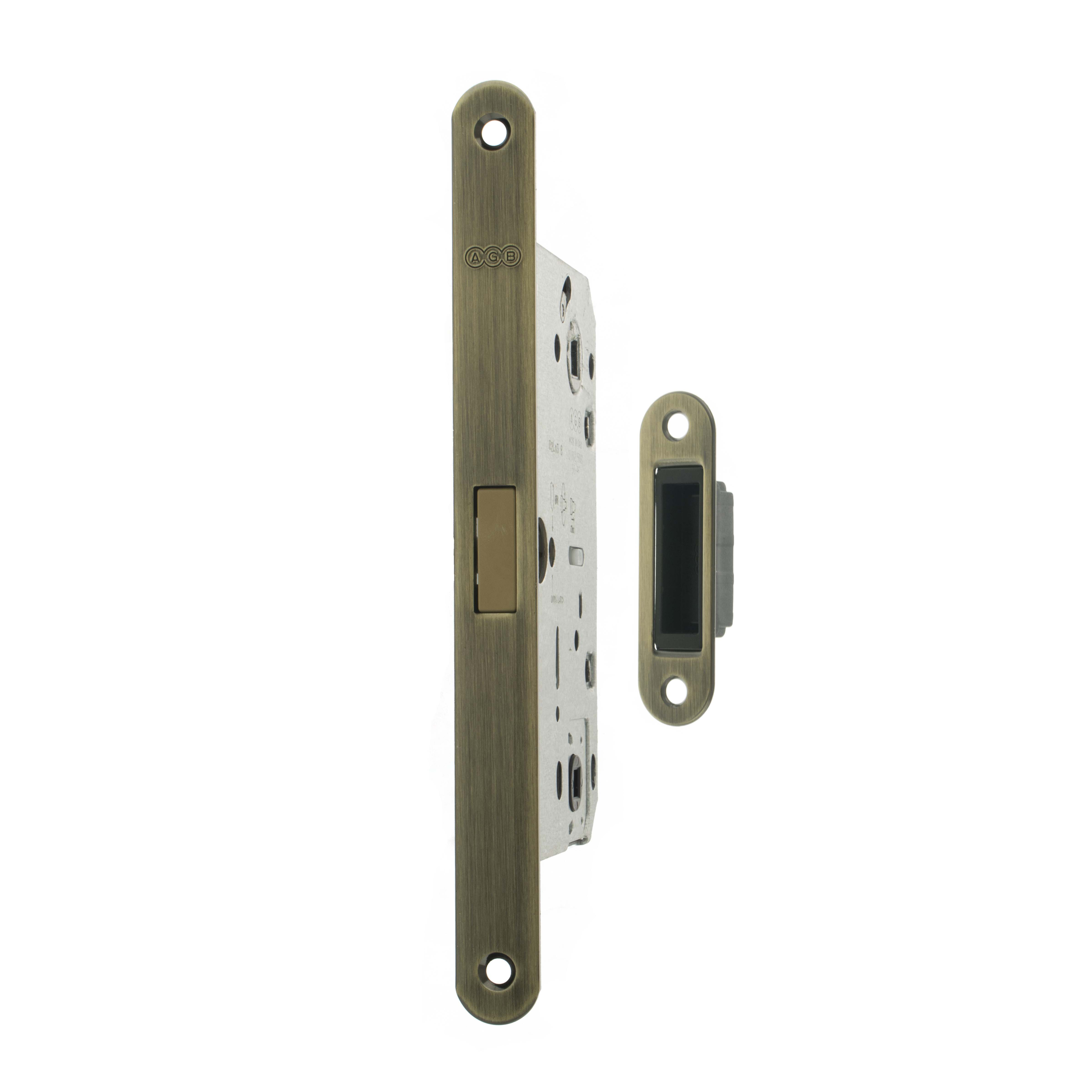 AGB2XTWCAB AGB Polaris 2XT Magnetic Bathroom Lock 50mm backset - Antique Brass