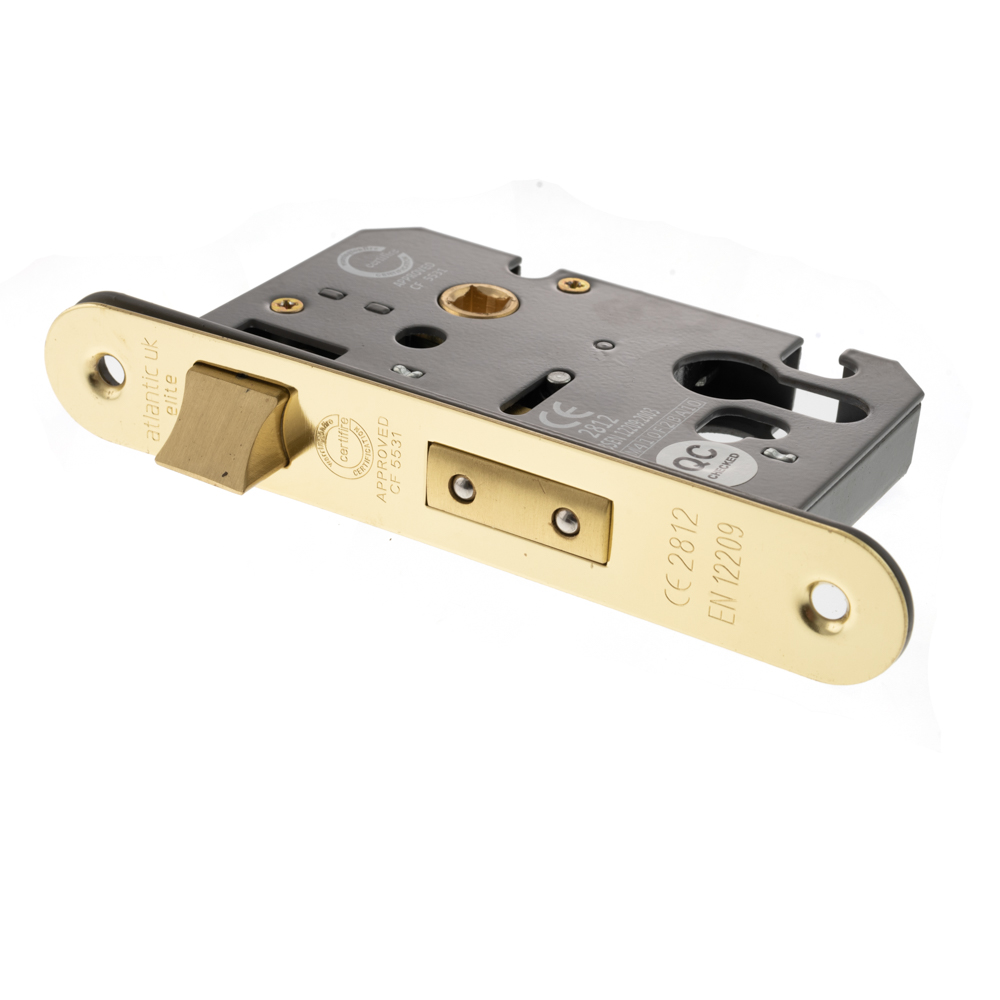 ALKRCSASHE25PB Atlantic Euro Radius Corner Sashlock [CE] 2.5" - Polished Brass