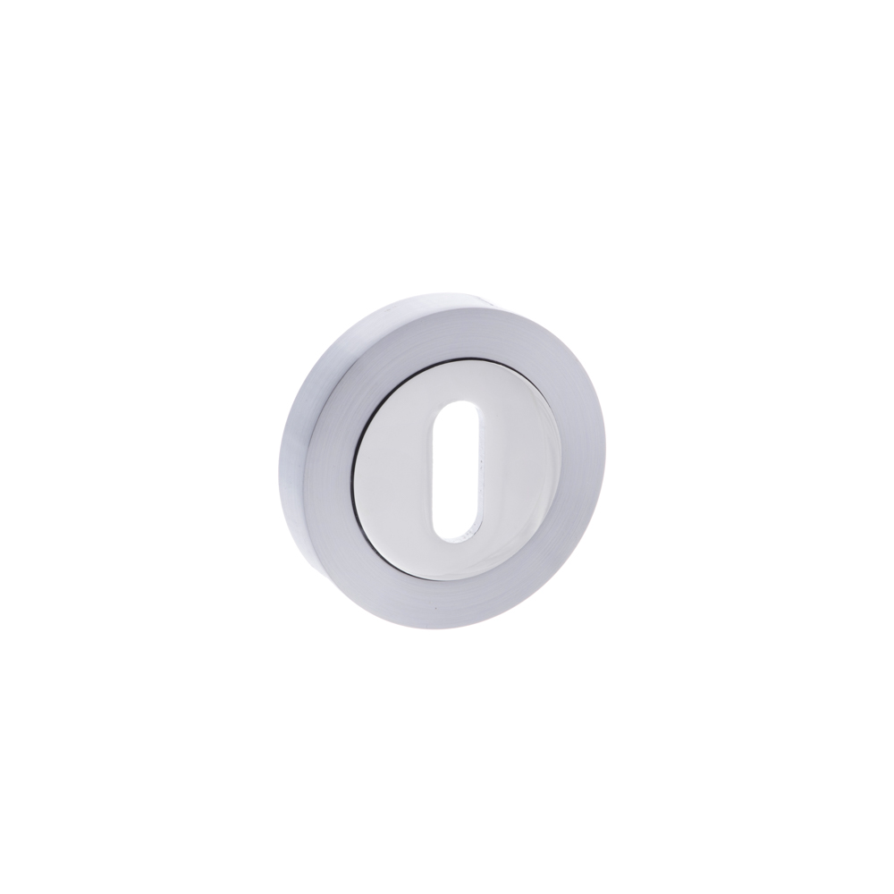 S3ESCKRSCPC STATUS Key Escutcheons on Round Rose - Satin Chrome/Polished Chrome